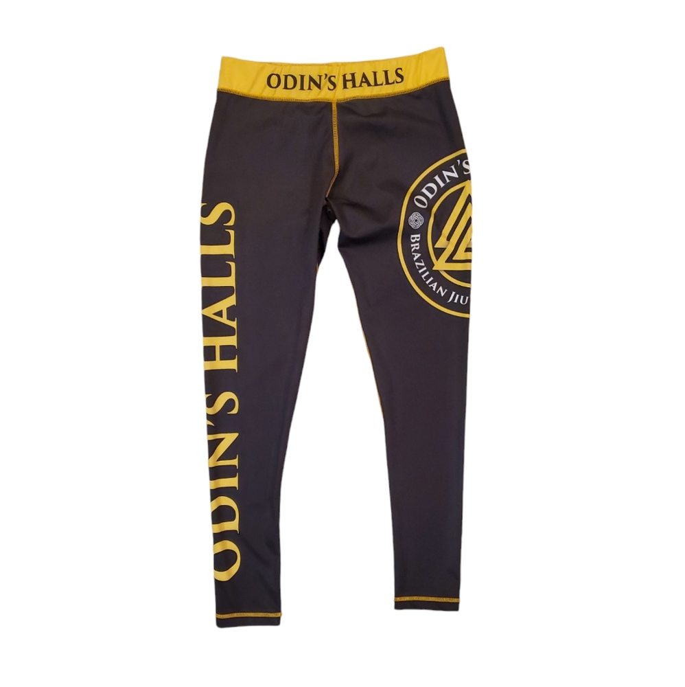Women's BJJ Black Yellow Odin's Hall MMA‎ Training Leggings Medium